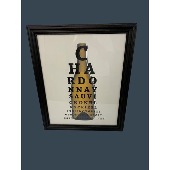 Pottery Barn Framed Wine Bottle Typography Print Art Decor Bar 7581 GUC - Picture 4 of 12